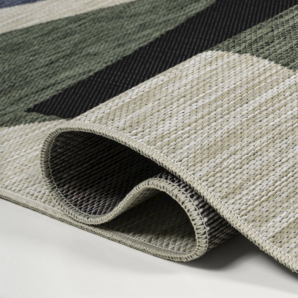 Palm Leaf Navy/Cream 8 ft. x 10 ft. Indoor/Outdoor Area Rug