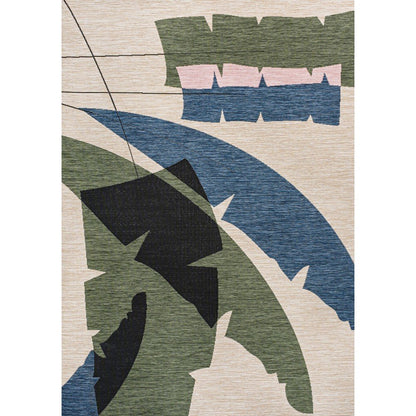 Palm Leaf Navy/Cream 8 ft. x 10 ft. Indoor/Outdoor Area Rug