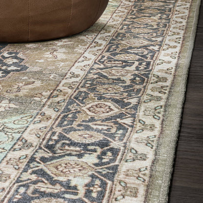 Maris Ornate Medallion Machine-Washable Area Rug