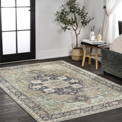 Maris Ornate Medallion Machine-Washable Area Rug