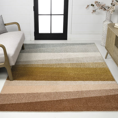Prism Geometric Striped Red/Yellow/Gray 8 ft. x 10 ft. Area Rug