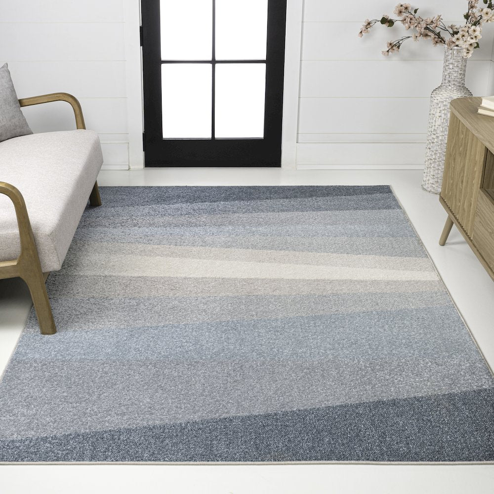 Prism Geometric Striped Blue/Cream/Gray 8 ft. x 10 ft. Area Rug