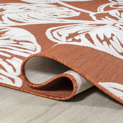 Tobago High-Low Two Tone Monstera Leaf Area Rug