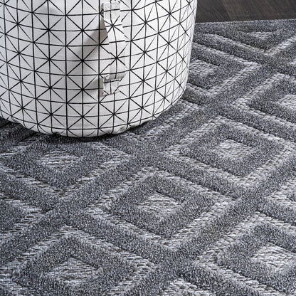 Portmany Neutral Diamond Trellis Indoor/Outdoor Area Rug