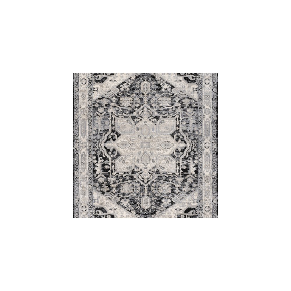 Modern Persian Vintage Medallion Black/Ivory Area