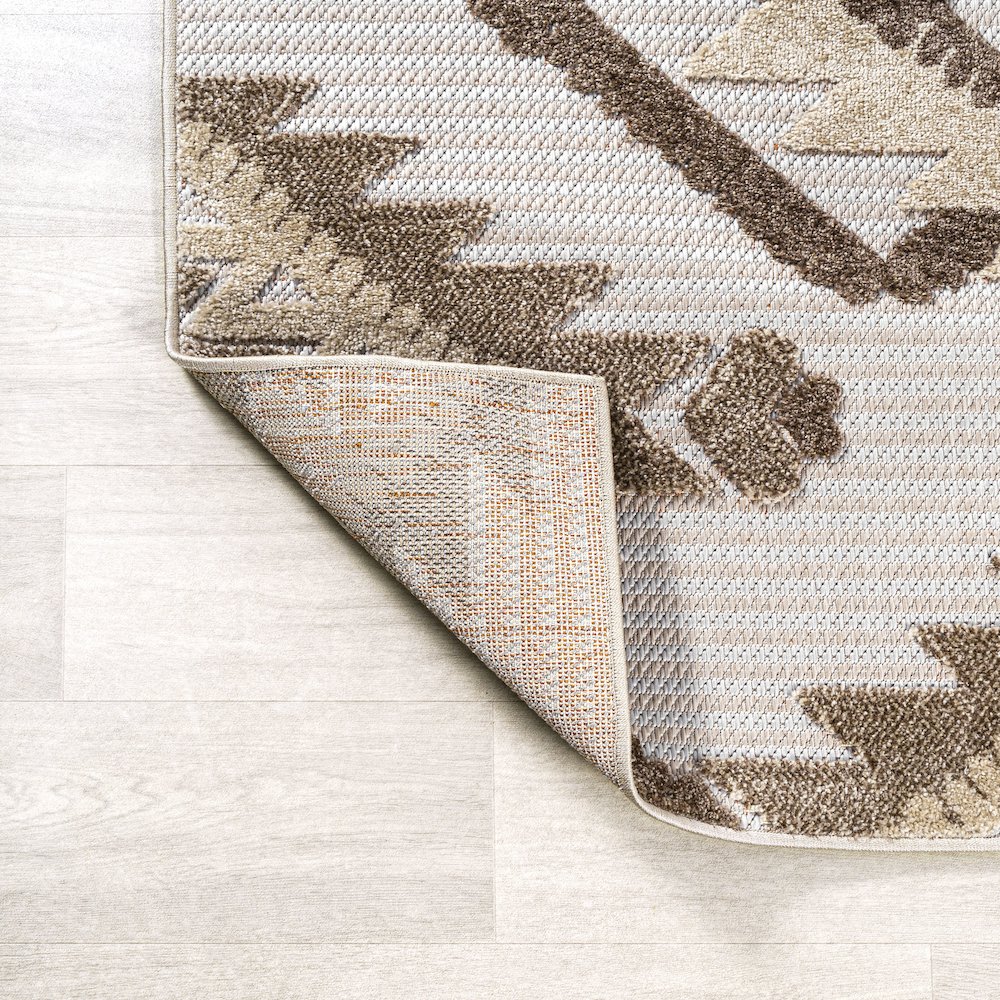 Sumak High-Low Pile Neutral Diamond Kilim Area Rug