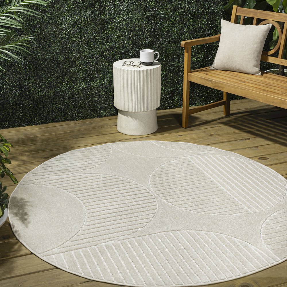 Nordby High-Low Geometric Arch Scandi Striped  Indoor/Outdoor  Rug