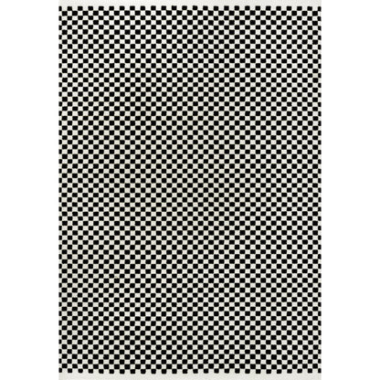 Finn High-Low Modern Minimalist Checkered Monotone Black/White Area Rug