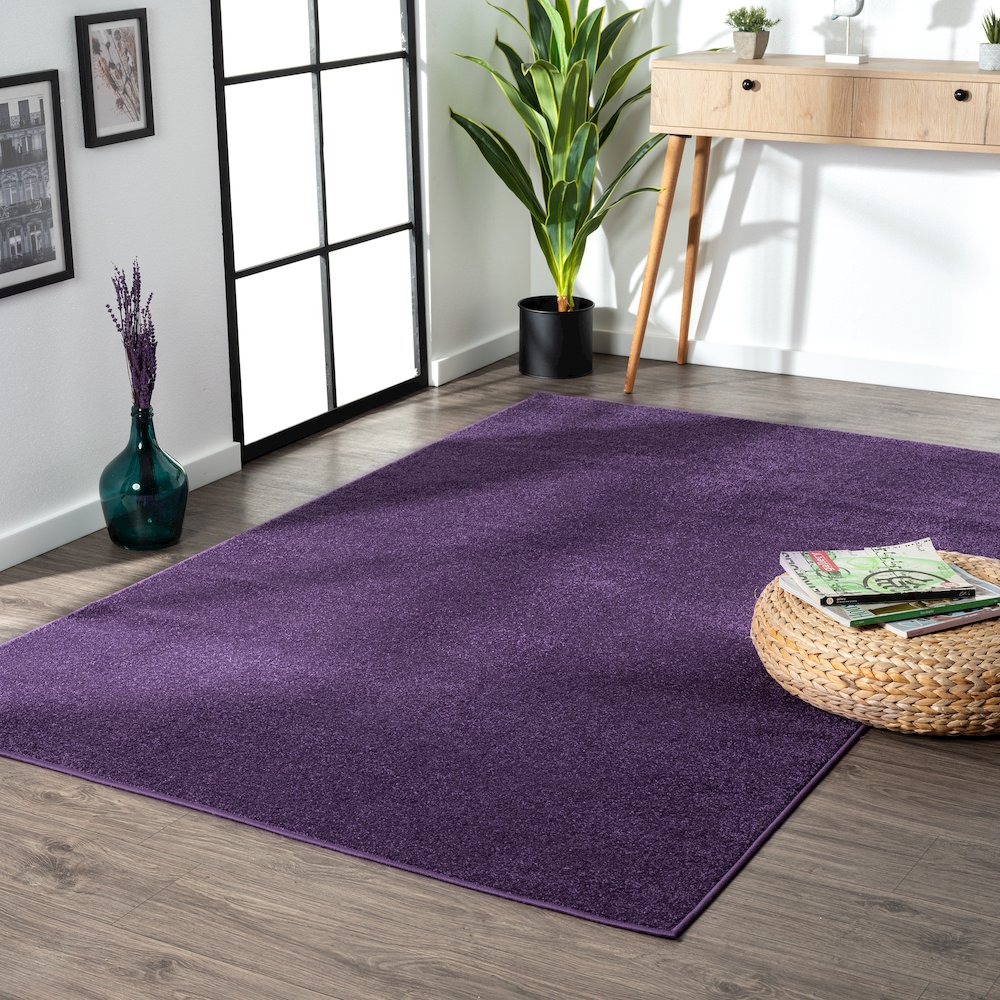 Haze Solid Low Pile Area Rug Purple