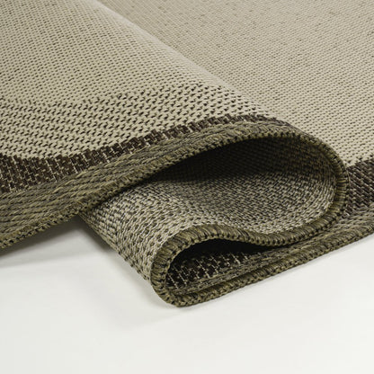 Beige/Brown 9 ft. x 12 ft. Indoor/Outdoor Shaped Area Rug