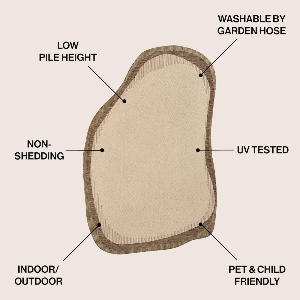 Beige/Brown 9 ft. x 12 ft. Indoor/Outdoor Shaped Area Rug