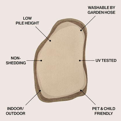 Beige/Brown 9 ft. x 12 ft. Indoor/Outdoor Shaped Area Rug