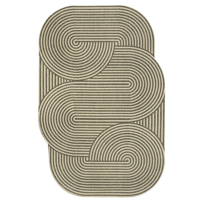 Beige/Brown 9 ft. x 12 ft. Indoor/Outdoor Shaped Area Rug
