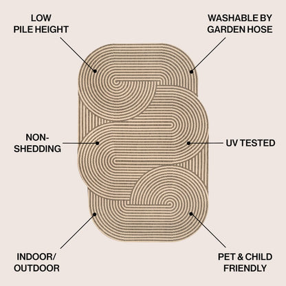 Beige/Brown 9 ft. x 12 ft. Indoor/Outdoor Shaped Area Rug