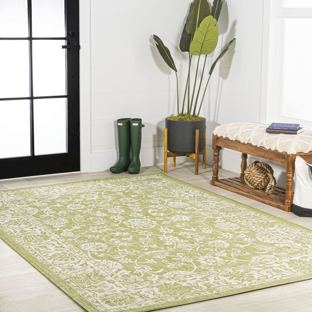 Tela Bohemian Textured Weave Floral Indoor/Outdoor Area Rug
