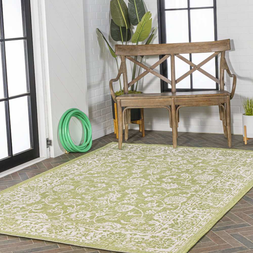 Tela Bohemian Textured Weave Floral Indoor/Outdoor Area Rug