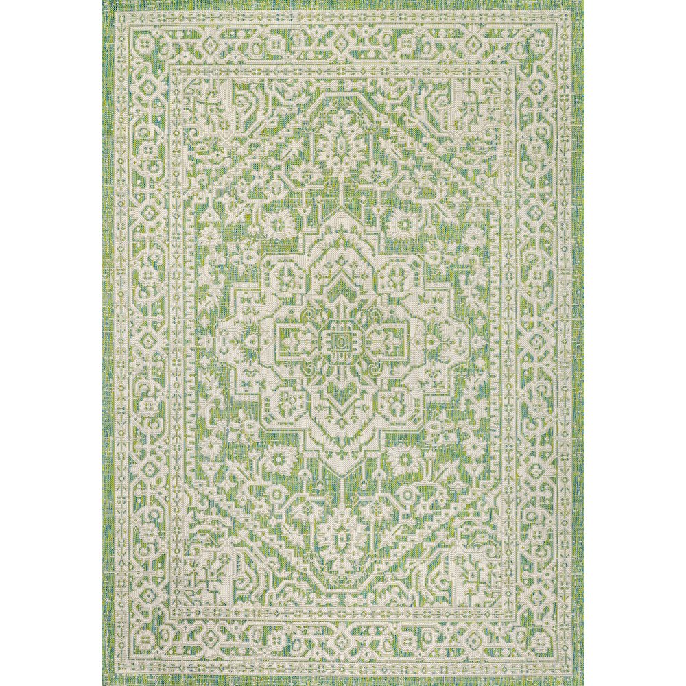 Sinjuri Medallion Textured Weave Indoor/Outdoor Area Rug