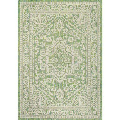 Sinjuri Medallion Textured Weave Indoor/Outdoor Area Rug