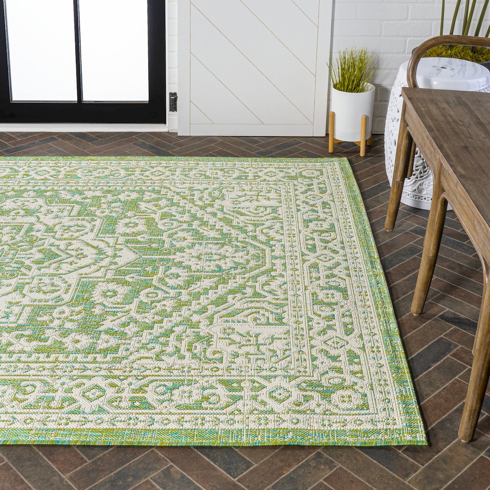 Sinjuri Medallion Textured Weave Indoor/Outdoor Area Rug