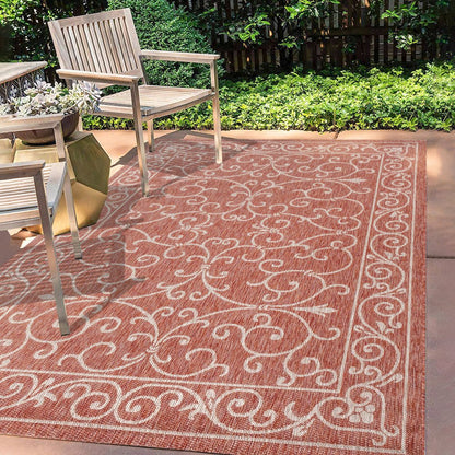 Charleston Vintage Filigree Textured Weave Indoor/Outdoor Area Rug