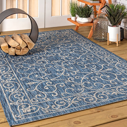 Charleston Vintage Filigree Textured Weave Indoor/Outdoor Area Rug