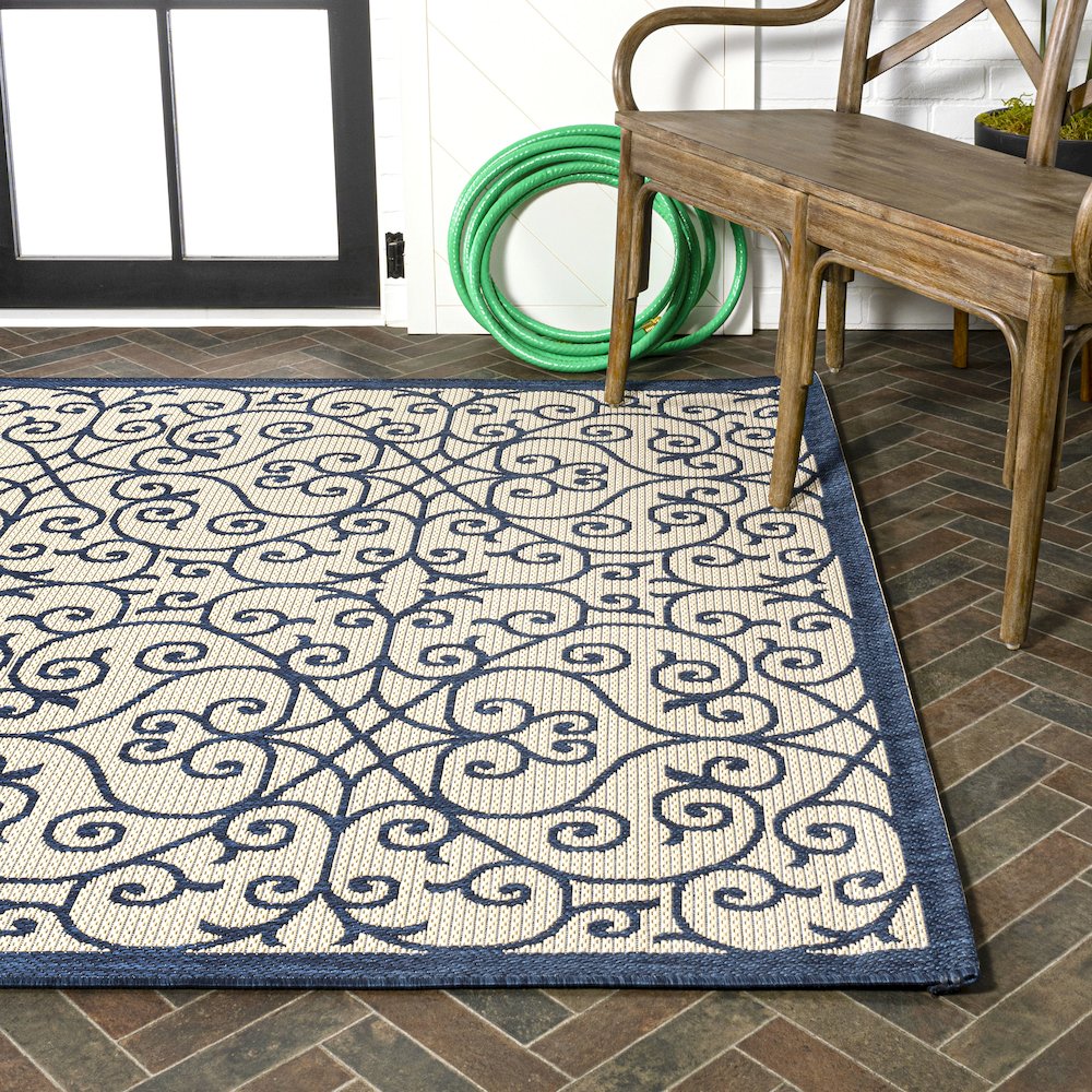 Madrid Vintage Filigree Textured Weave Indoor/Outdoor Area Rug