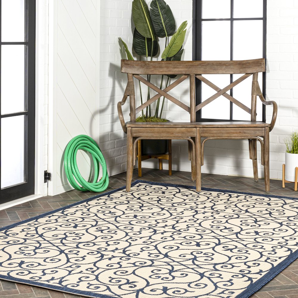Madrid Vintage Filigree Textured Weave Indoor/Outdoor Area Rug