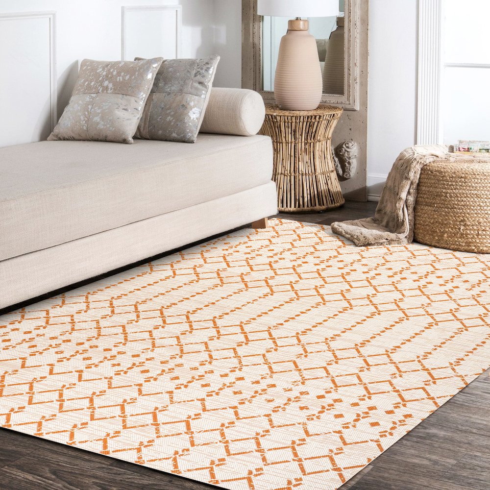 Ourika Moroccan Geometric Textured Weave Indoor/Outdoor Area Rug