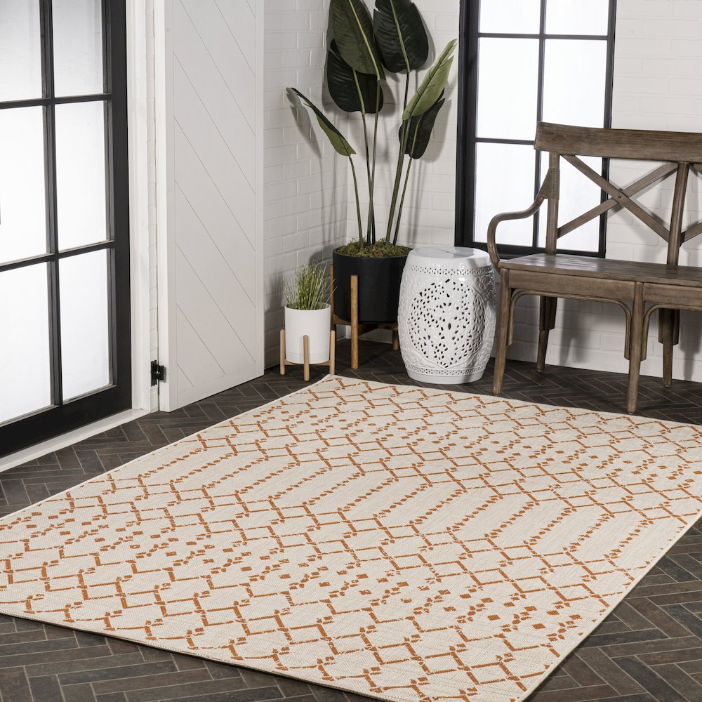 Ourika Moroccan Geometric Textured Weave Indoor/Outdoor Area Rug