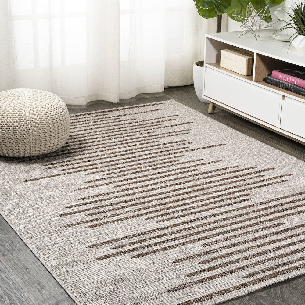 Zolak Berber Stripe Geometric Beige   Indoor/Outdoor  Rug