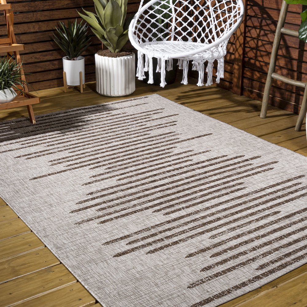 Zolak Berber Stripe Geometric Beige   Indoor/Outdoor  Rug