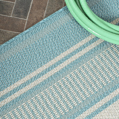 Haynes Modern Double Stripe Indoor/Outdoor Area Rug