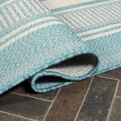 Haynes Modern Double Stripe Indoor/Outdoor Area Rug