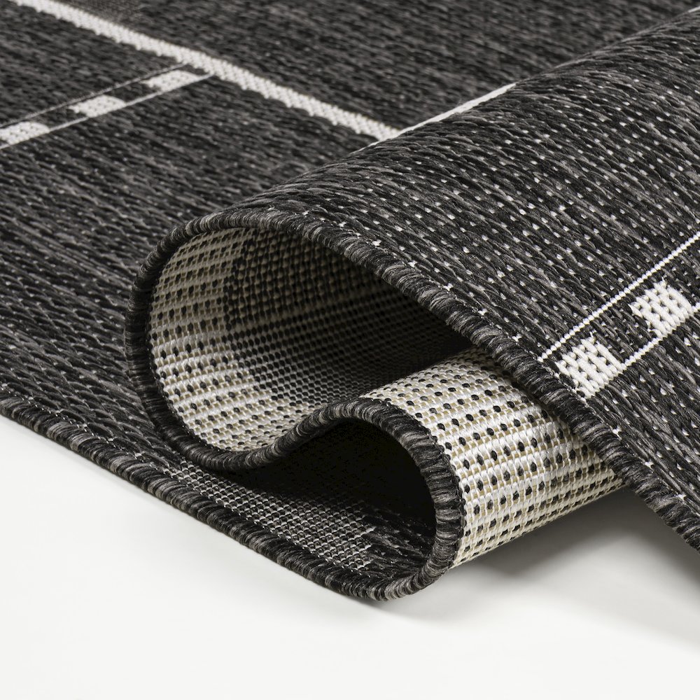 Soren Modern Geometric Cream/Black 2 ft. x 8 ft. Indoor/Outdoor Runner Rug