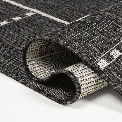 Soren Modern Geometric Cream/Black 2 ft. x 8 ft. Indoor/Outdoor Runner Rug