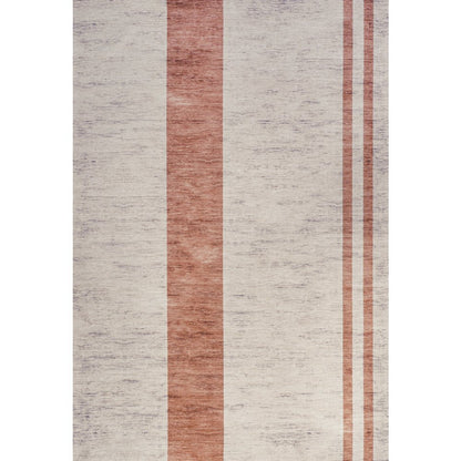 Raita Modern Distressed Stripe Machine Washable Area Rug