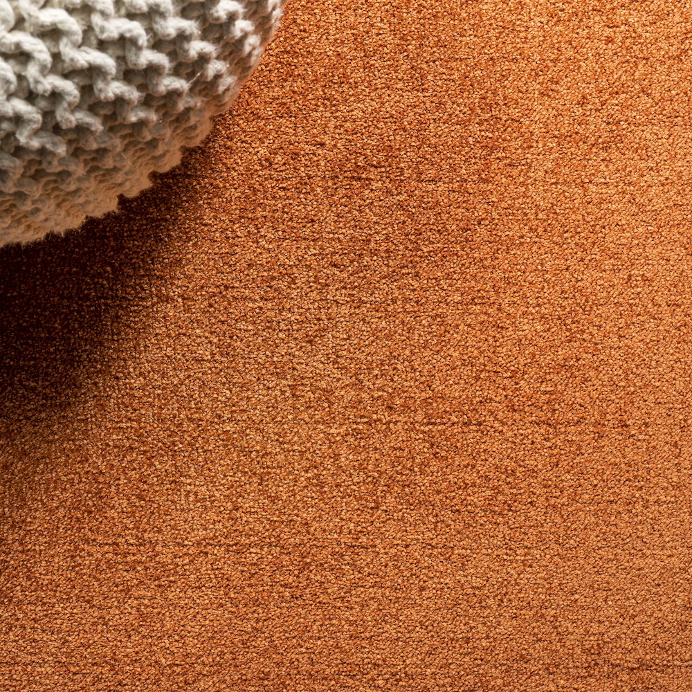 Haze Solid Low Pile Area Rug Orange