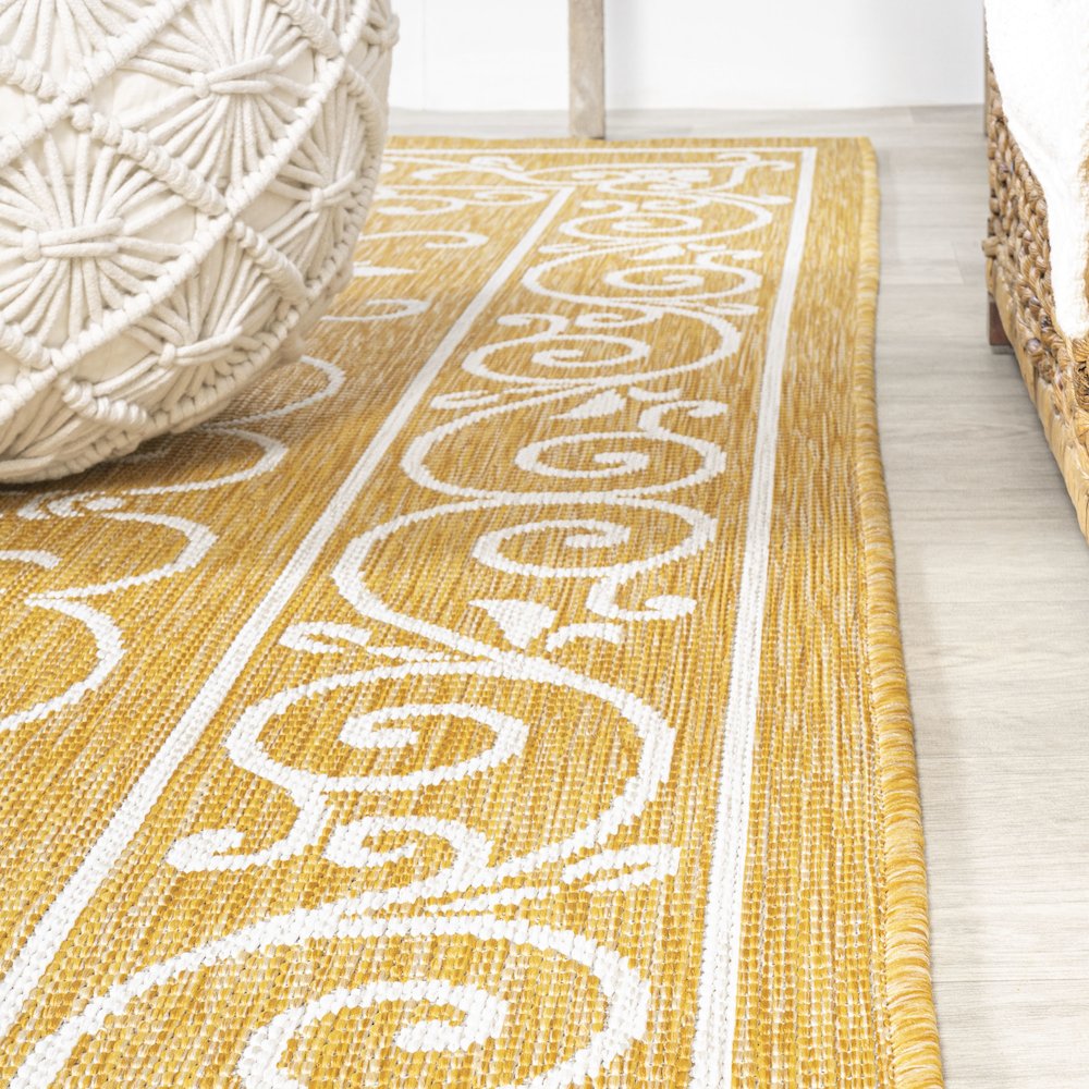 Charleston Vintage Filigree Textured Weave Indoor/Outdoor Round Rug