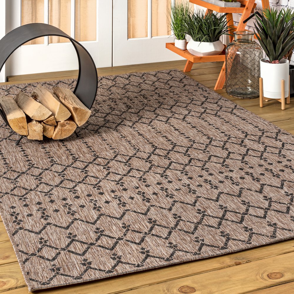 Ourika Moroccan Geometric TetuWeave Natural/Indoor/Outdoor  Rug