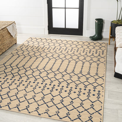 Ourika Moroccan Geometric TetuWeave Beige   Indoor/Outdoor  Rug