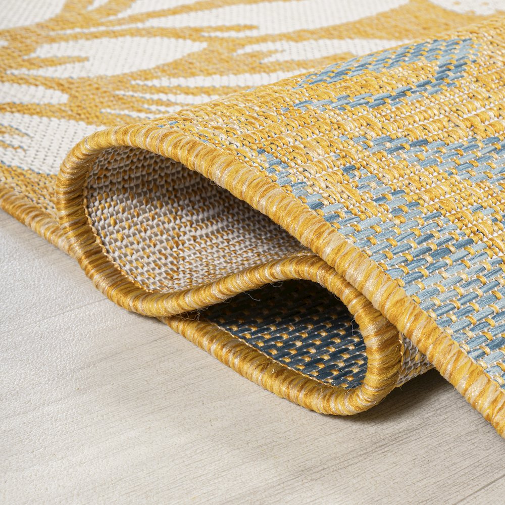 Zinnia Modern Floral Textured Weave Indoor/Outdoor Area Rug