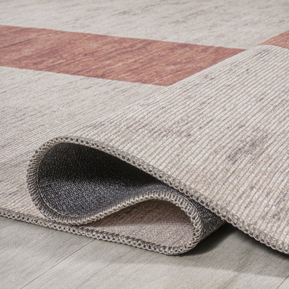 Raita Modern Distressed Stripe Machine Washable Area Rug