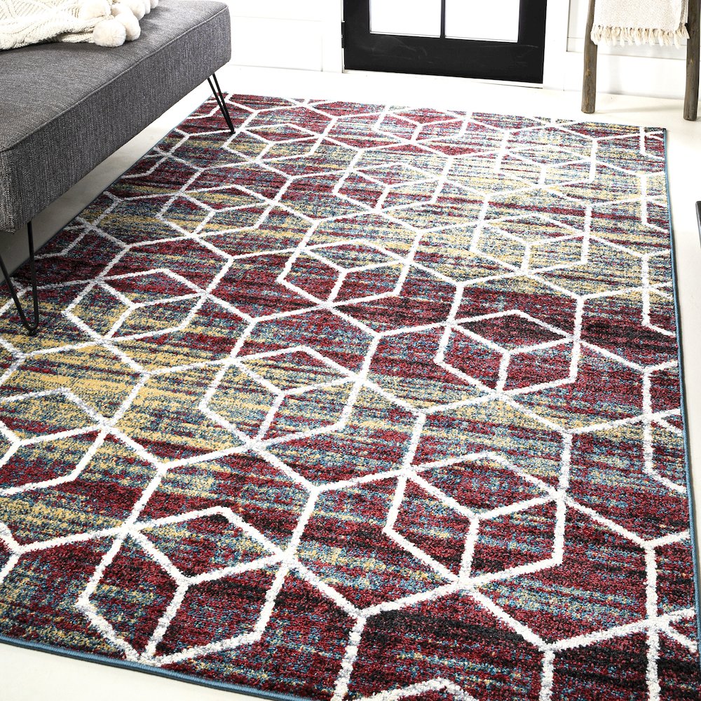 Tumbling Blocks Modern Geometric Area Rug