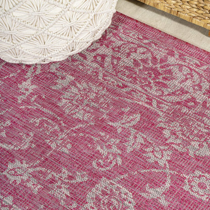 Tela Bohemian Textured Weave Floral Indoor/Outdoor Area Rug