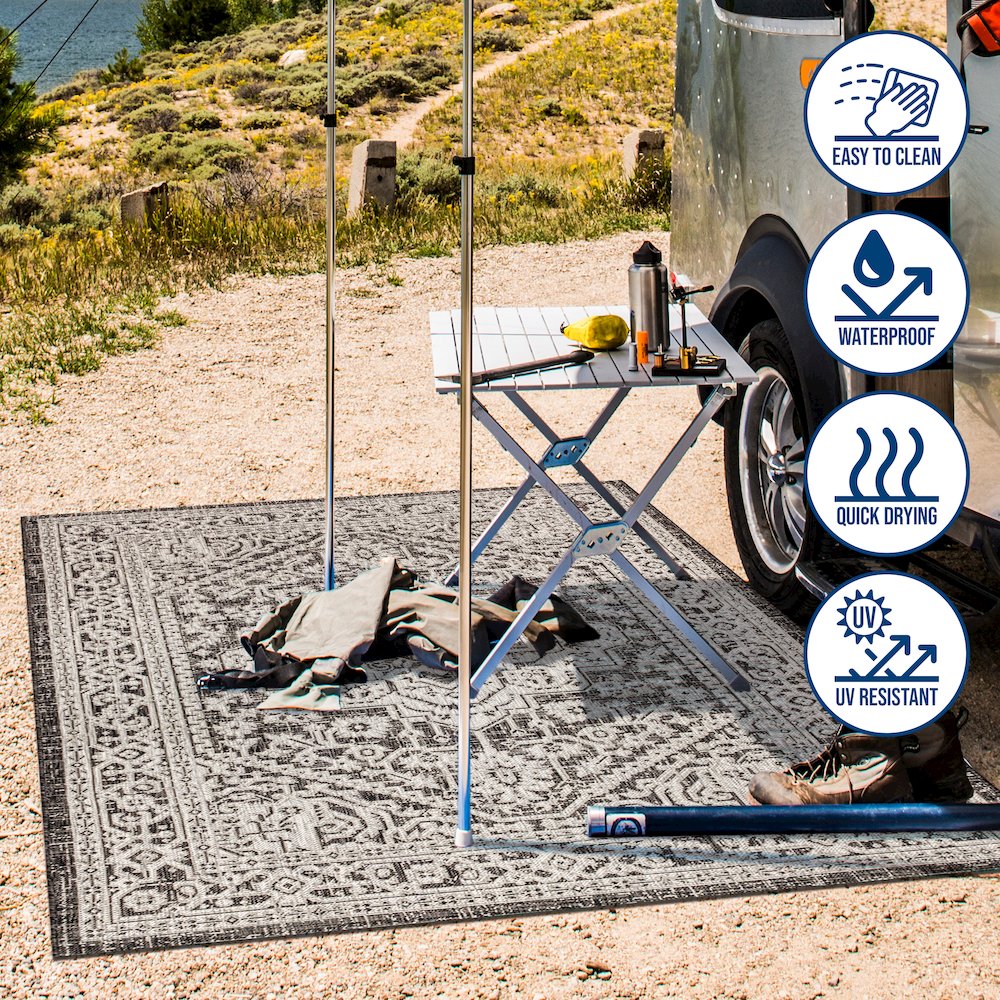 Sinjuri Medallion Textured Weave Indoor/Outdoor Area Rug