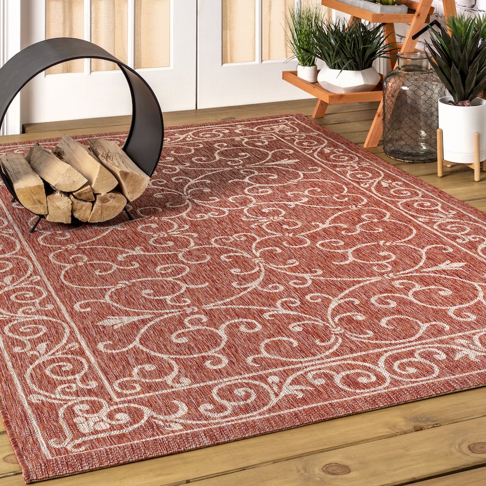 Charleston Vintage Filigree TetuWeave Red   Indoor/Outdoor  Rug
