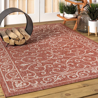 Charleston Vintage Filigree TetuWeave Red   Indoor/Outdoor  Rug