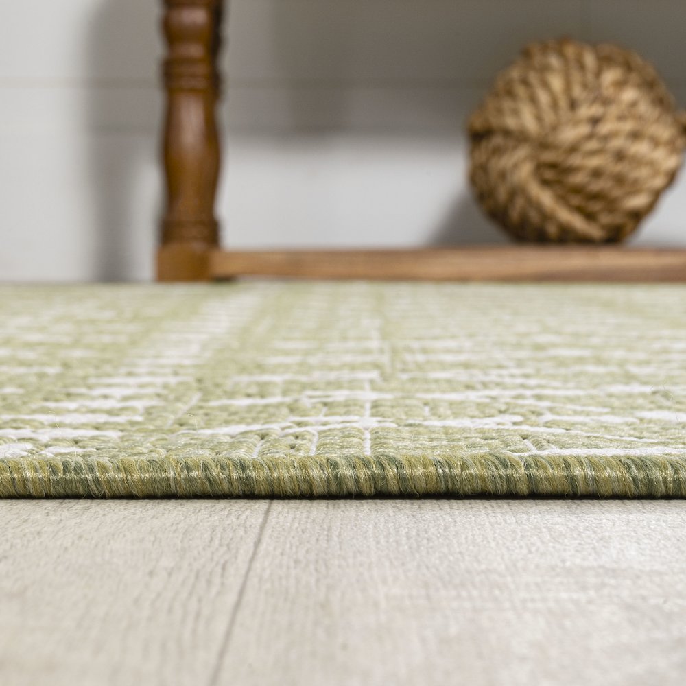 Ourika Moroccan Geometric Textured Weave Indoor/Outdoor Square Rug