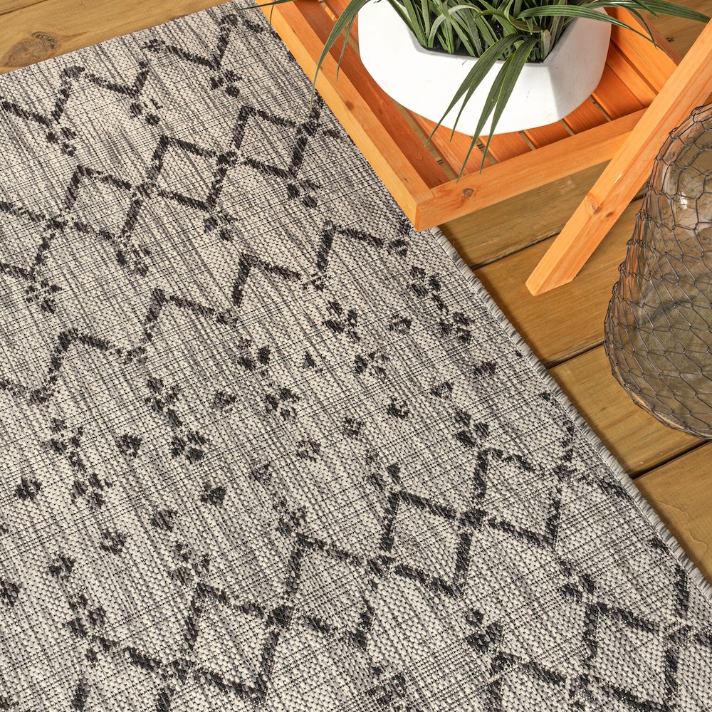 Ourika Moroccan Geometric Textured Weave Indoor/Outdoor Area Rug