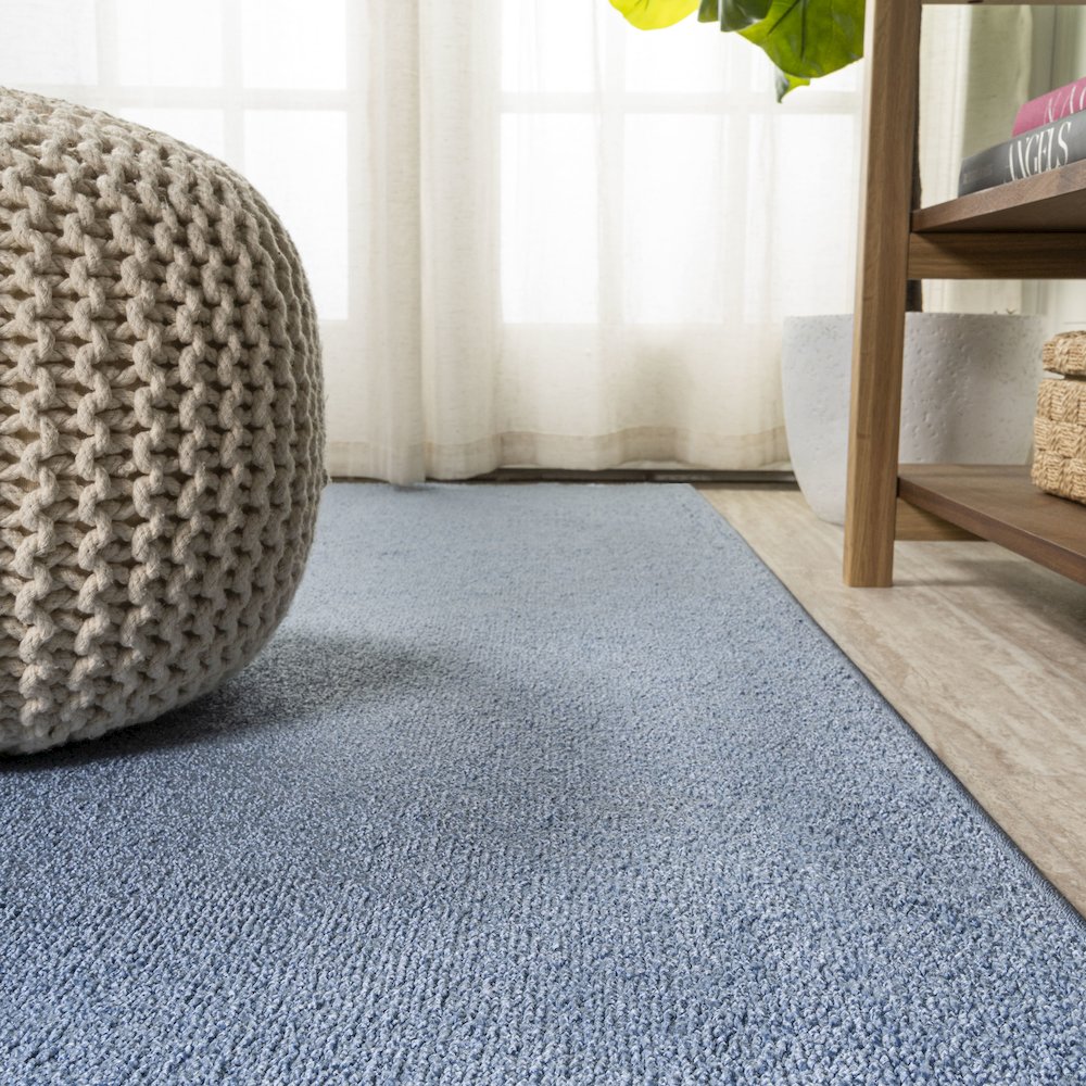 Haze Solid Low Pile Area Rug Classic Blue